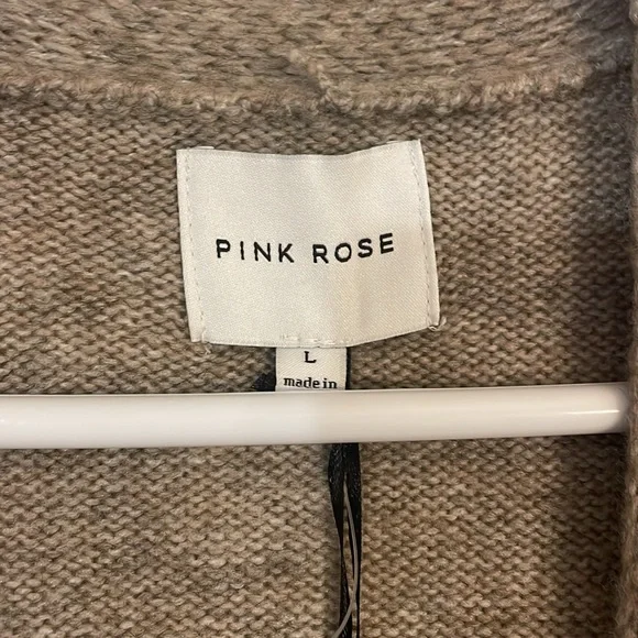 NWT Pink Rose longline cardigan in Stone (oatmeal tan color), size Large - Picture 5 of 11